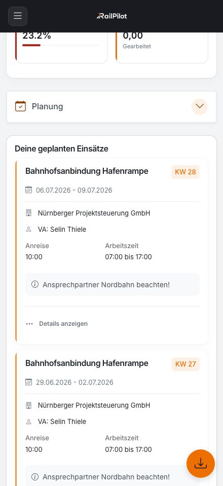 Mobile RailPilot Einsatzplanung für die Bahnhofsanbindung Hafenrampe